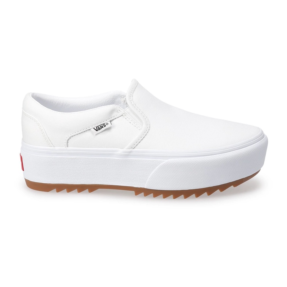 Vans® WHITE Asher Platform Women's Slip-On Shoes Sneakers Sz 8.5 - Picture 5 of 15